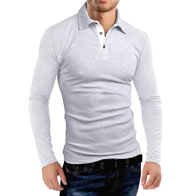 Men'S Long-Sleeved Lapel Polo Shirt Men'S Business Golf Wear Men'S T-Shirt