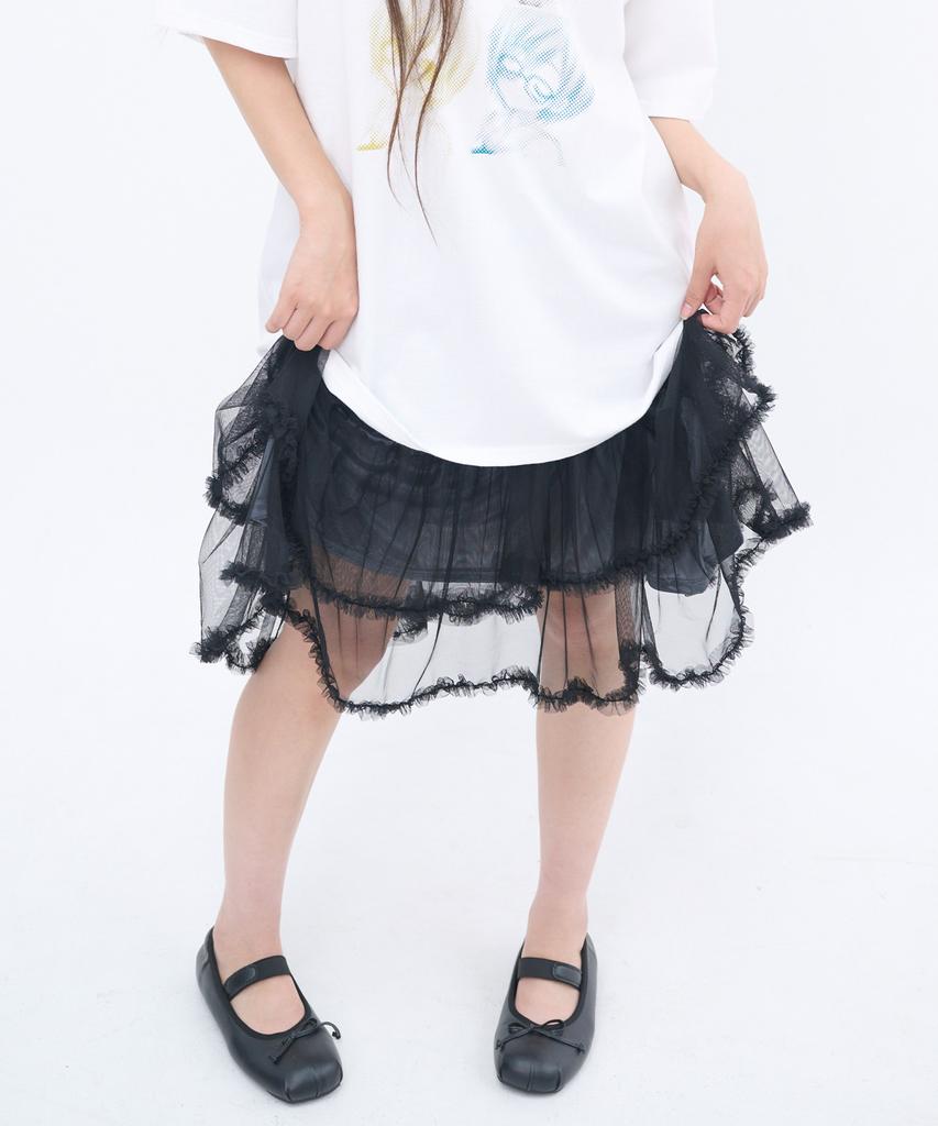 Isjabaibeu Ruffle Tiered Mesh Mini Skirt