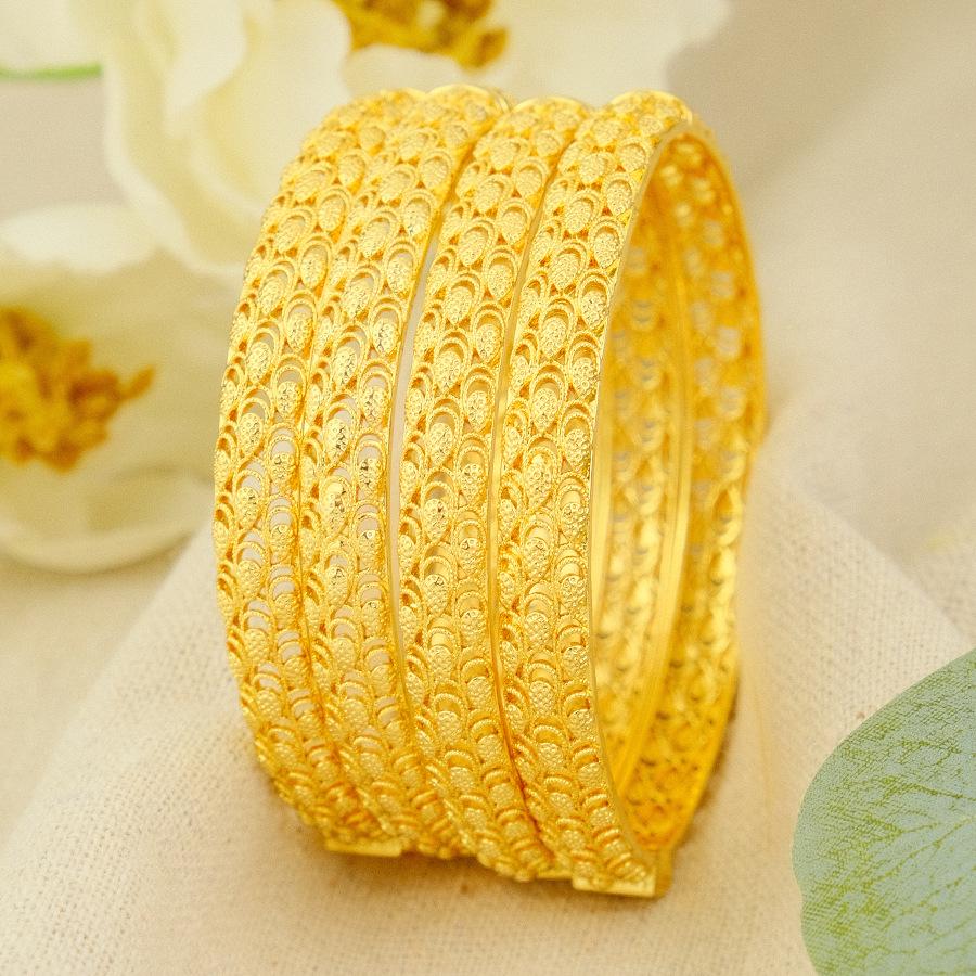 Dubai Openwork Moon Embroidery Bangle - Middle East, African, and Ethiopian Bridal Jewelry