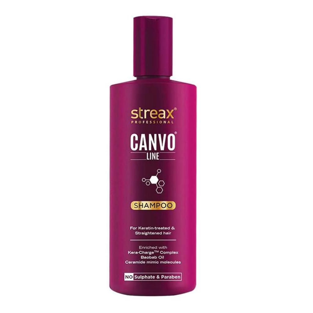 Streax Professional Canvoline Sulphate Free Keratin Shampoo for Straightened Hair Post Care 300ml