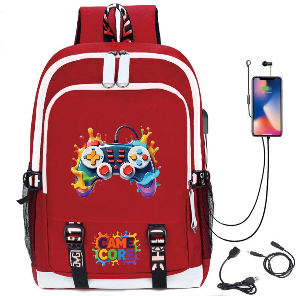 Digital Printing Gamepad Pattern Backpack Cartoon Elementary School Bag Large Capacity Usb Backpack