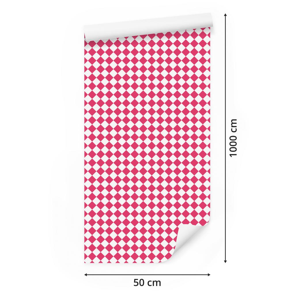Geometric rhombus wallpaper powder pink, pink and white 50x1000
