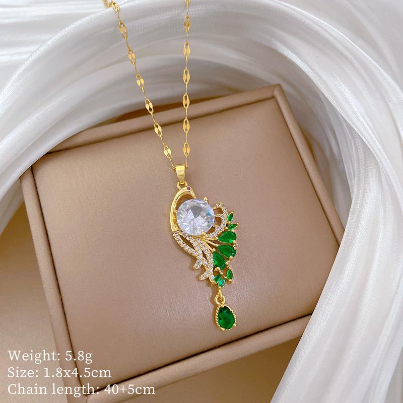 Легкая роскошь, микро-инкрустация настоящим золотом, ожерелье «Павлин с раскрытым хвостом», женская новая цепочка на ключицу, легкий люксовый нишевый дизайн