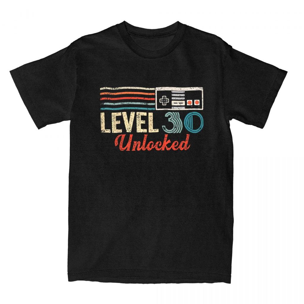 Men TShirts Unlocked Level 10 20 30 40 50 60 Birthday Boy Video Game Controller Hipster Tee Shirt T Shirt Clothing Gift