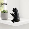 Décoration Chat de Bureau Figurine de Lecture Imprimée en 3D, Ornement Décoratif avec Base Lestée Antidérapante, Pièce d'Art Paresseuse Statue Intellectuelle Œil