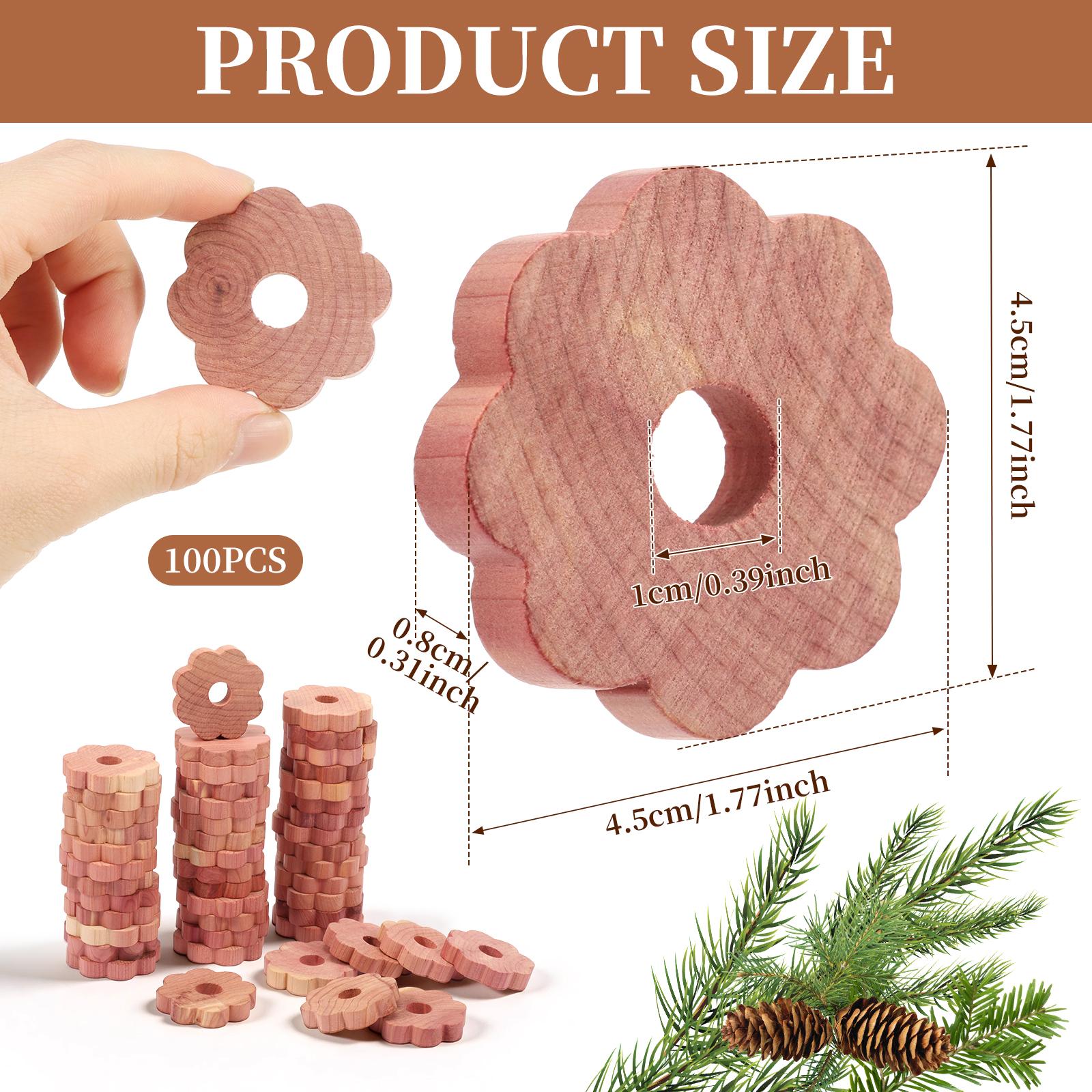 

100Pcs Cedar Block Universal Floral Shape Aromatic Scent Cedar Ring Fresh Odour Deterrent Insect Wardrobe Cedar Block Ring