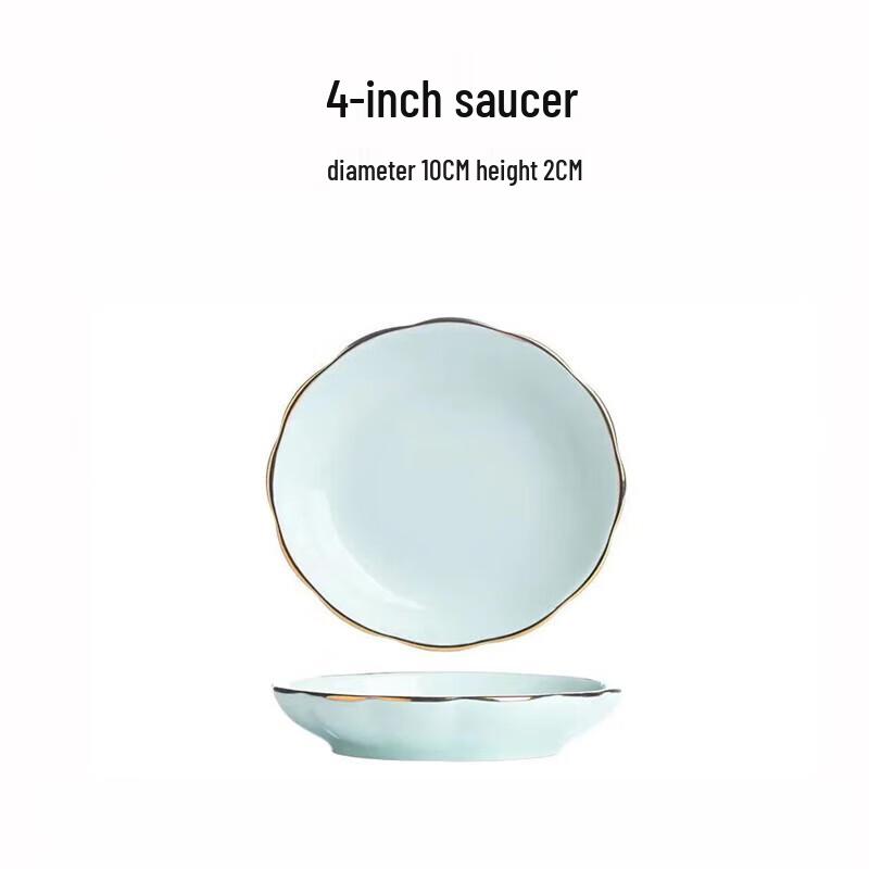 Ceramic Pumpkin Green Gold-Rimmed Condiment Dish Set