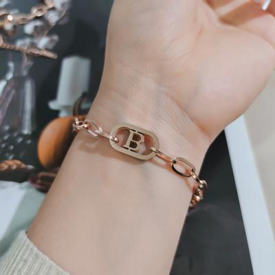 Bracciale con ciondolo a forma di lettera dell'alfabeto in acciaio inossidabile 316L, braccialetto con zircone iniziale per gioielli da donna regolabili