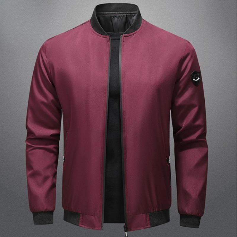 Spring and Autumn Casual Jacket Men's Casual Solid Color Jacket Lightweight Breathable Large Size Baseball Uniform Jacket