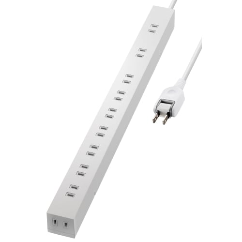 ELECOM Power Tap Lightning Guard 10 Ports 2m Dust Shutter [Fixed / Includes rotating parts that can be hung] White ECT-0102WH
