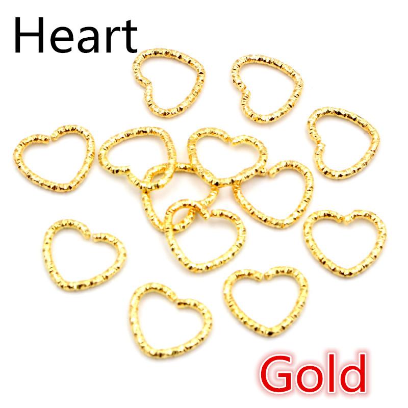 50pcs/lot Gold Silver Plated Heart Star Jump Rings Twisted Split Rings Spacer Connectors For Jewelry Making Making Supplies
