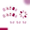 24pcs Glossy Square False Nail Purple Flower Glittering Design Nail Art for Daily Wear and Parties Manicure