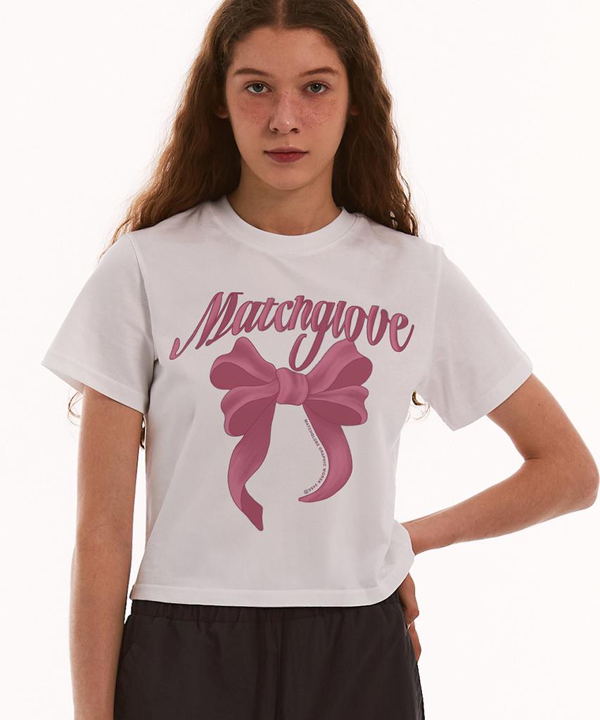 MATCHGLOBE Big Ribbon Crop Top (White)