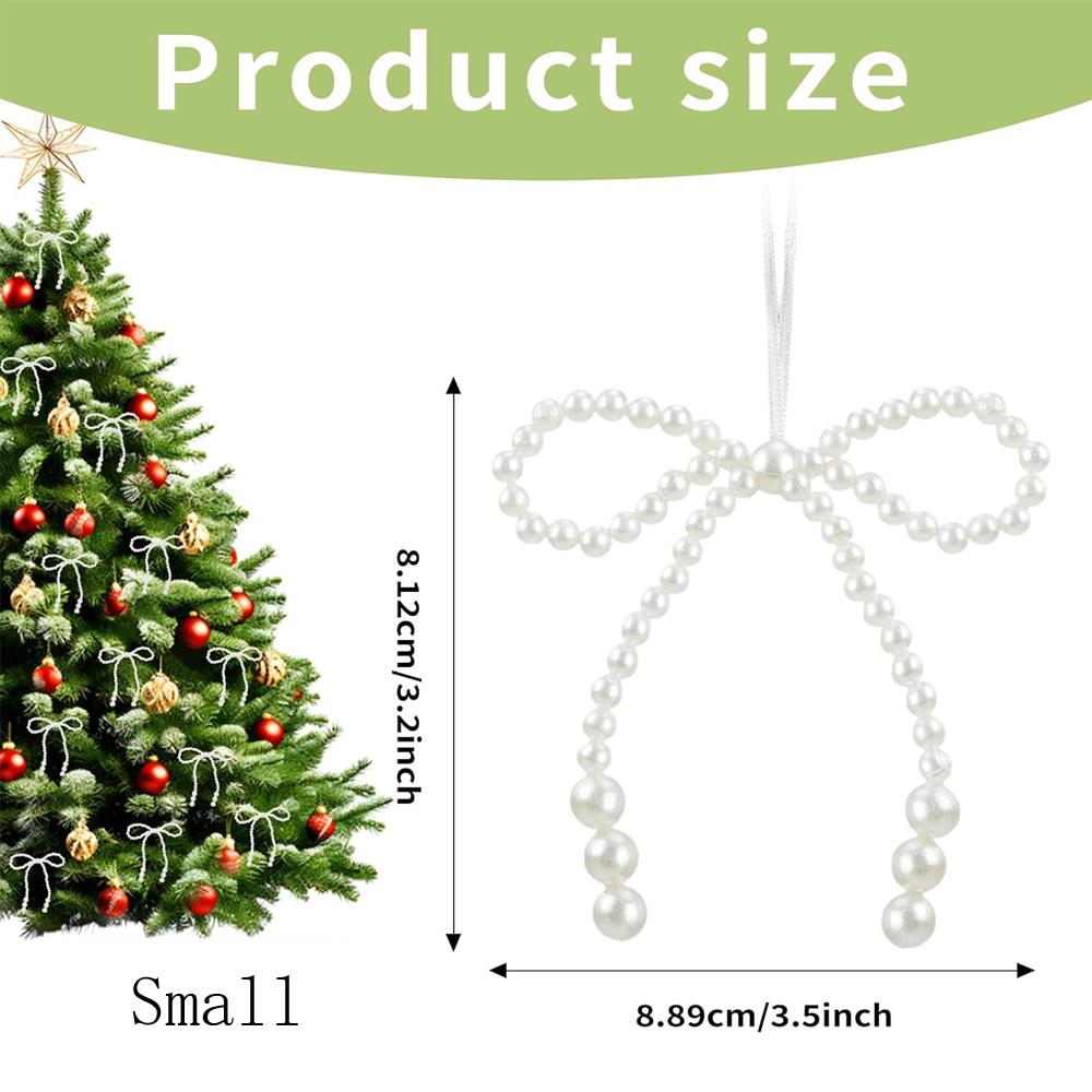 6/12pcs Imitation Pearl Bow Christmas Decoration Christmas Fringe Pendant For Holiday Party Girls Room Decor Supplies
