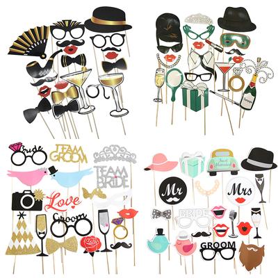 Wedding Decor Photo Booth Props Diy Mustache Lips Glasses Team Bride Groom Mr Mrs Bridal Shower Decor Hen Party Supplies