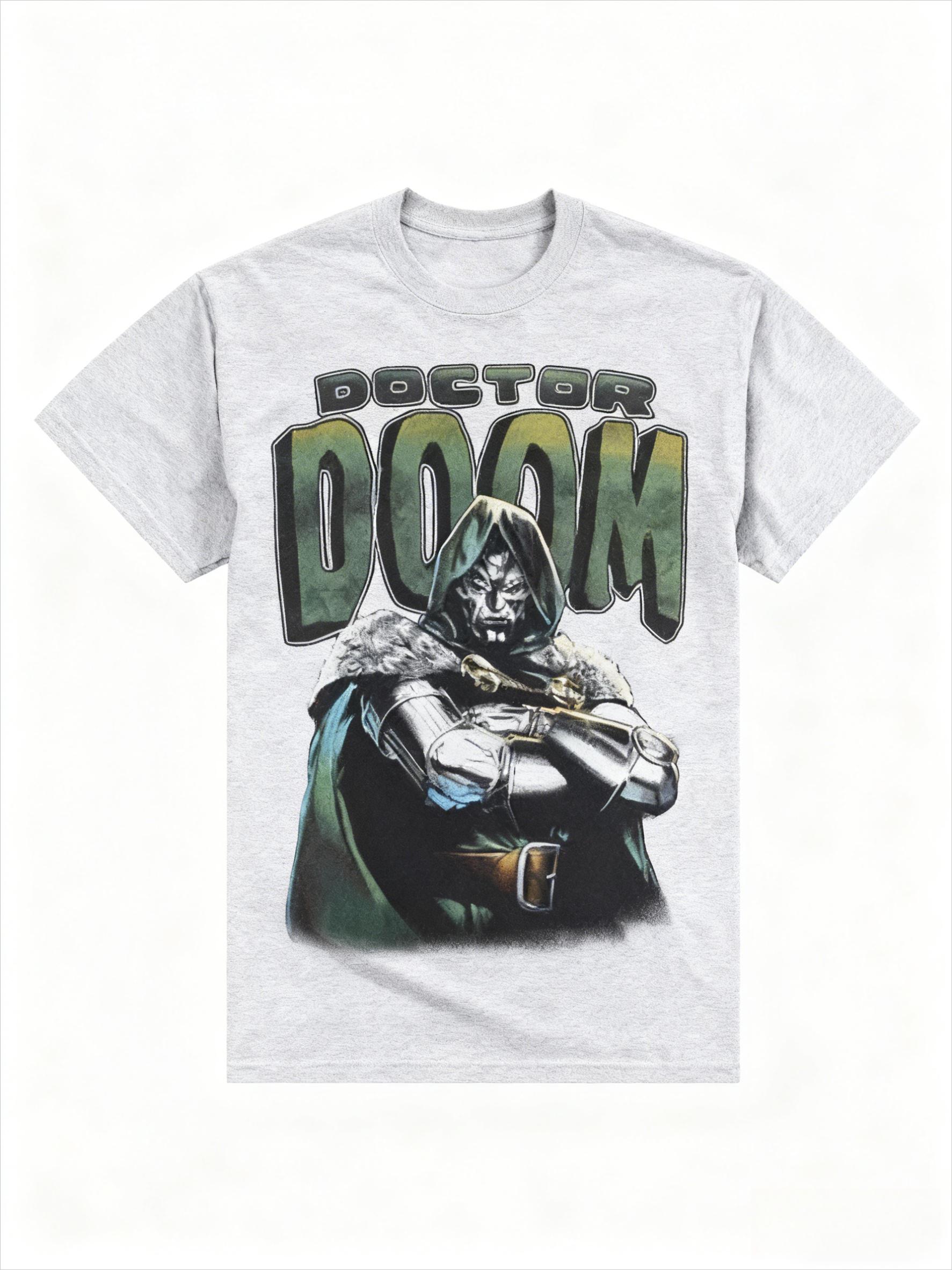 Marvel Genuine 2026 New Fashion Fantastic Four Doctor Doom Comic Cover Print Large Size Unisexs Short Sleeve Loose Casual TShirt M