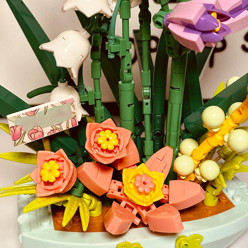 Creative Flower Building Blocks Toys Potted Plant Model Blocks Mini Blocks Toys For Girls Birthday Gift Kids Toys Bricks