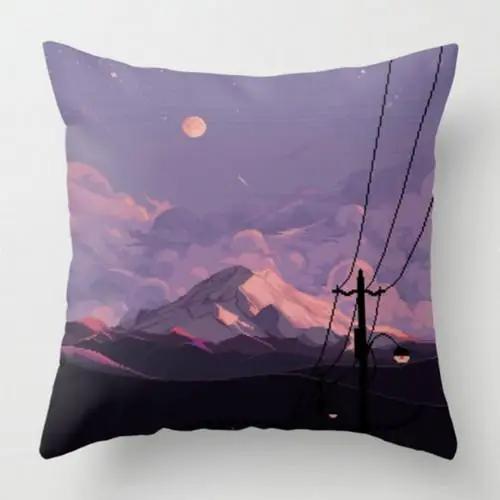 

Living Room Office Nap Pillow Cover Nordic Sofa Cushion Cover Plush Pillow Cover Purple Pattern Cushion Cover 12x12Inch