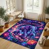 Elephant Theme Crystal Velvet Rug Personalized Custom Name Text Soft Floor Mat Home Decor