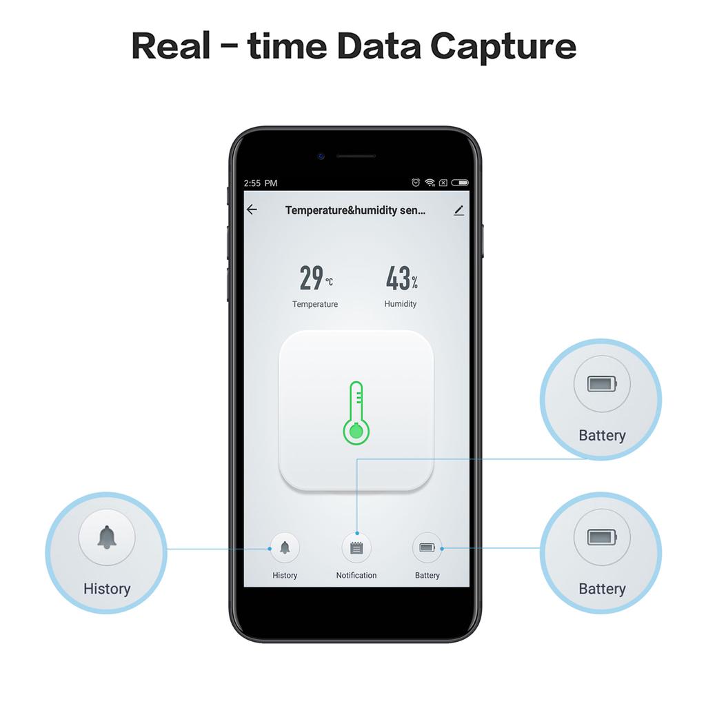 WiFi Thermometer Hygrometer Smart Humidity Temperature Sensor Gauge with App Notification Alert for Home