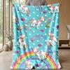 Unicorn Rainbow Stars Theme Blanket Lightweight Warm Flannel Blanket Decorative Throw Blanket for Home Decoration