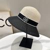 Camellia Small Fragrance Elegant Hepburn Style Straw Bucket Hat Women Spring and Summer Travel Sun Protection Visor Light Luxury Fashion