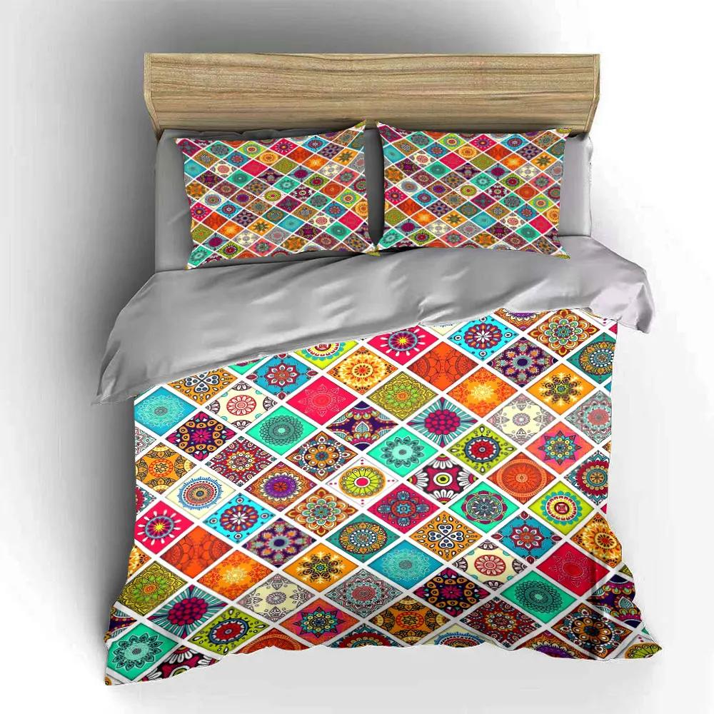 Colorful Mandala Pattern Decor Set Soft Comfortable Duvet Cover Bedding Set Included 1*Duvet Cover & 2*Pillowcases Gift