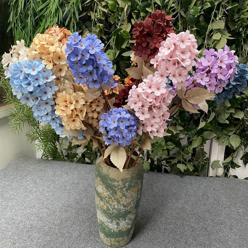 Artificial Pagoda Hydrangea Bouquet Wedding Photo Props Luxury Table Decor Faux Flower Stems 77 Chars