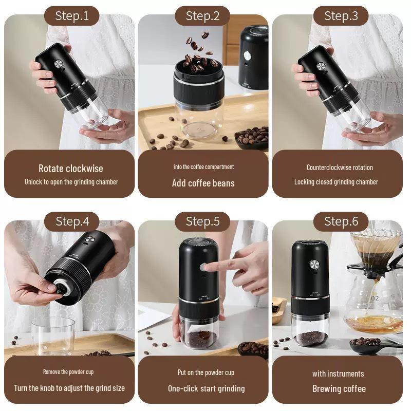 Kompakter elektrischer Kaffeebohnen-Mahlwerk, Manuelle Hand-Mahlmaschine für Zuhause
