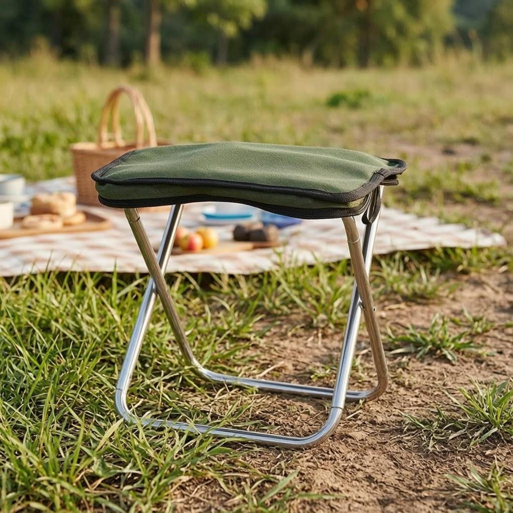 Foldable Outdoor Stool Compact Portable Chair Easy Clean for Hiking, Road Travel