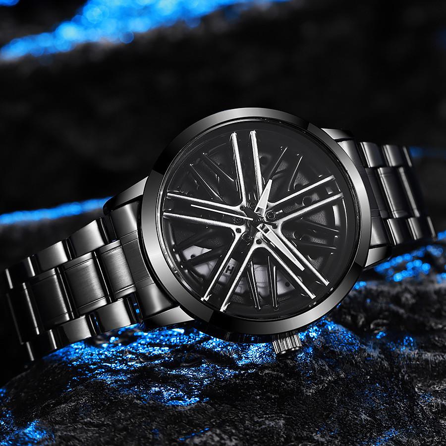 Mens Fashion Alloy Quartz Watch With Rotatable Dial For Casual Wear