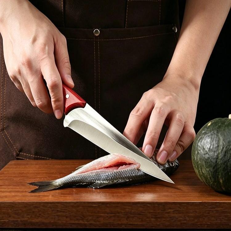 Professional Boning Knife, Ultra Sharp Stainless Steel Curved Blade Kitchen Knife for Meat, Poultry, Fish Deboning & Trimming