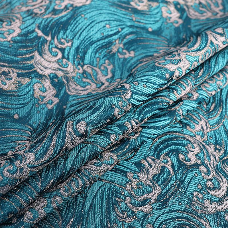 Chinese Style Damask Fabric Silk Peacock Jacquard Brocade Cloth for DIY Sewing Chinese Cheongsam Dress Skirt Material
