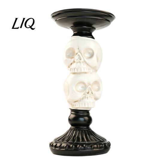 Resin Crow Candle Holder Halloween Candlestick Decoration, Gothic Raven Skull Holder, Spooky Taper Stand for Tabletop Home Decor Stable Flat Top