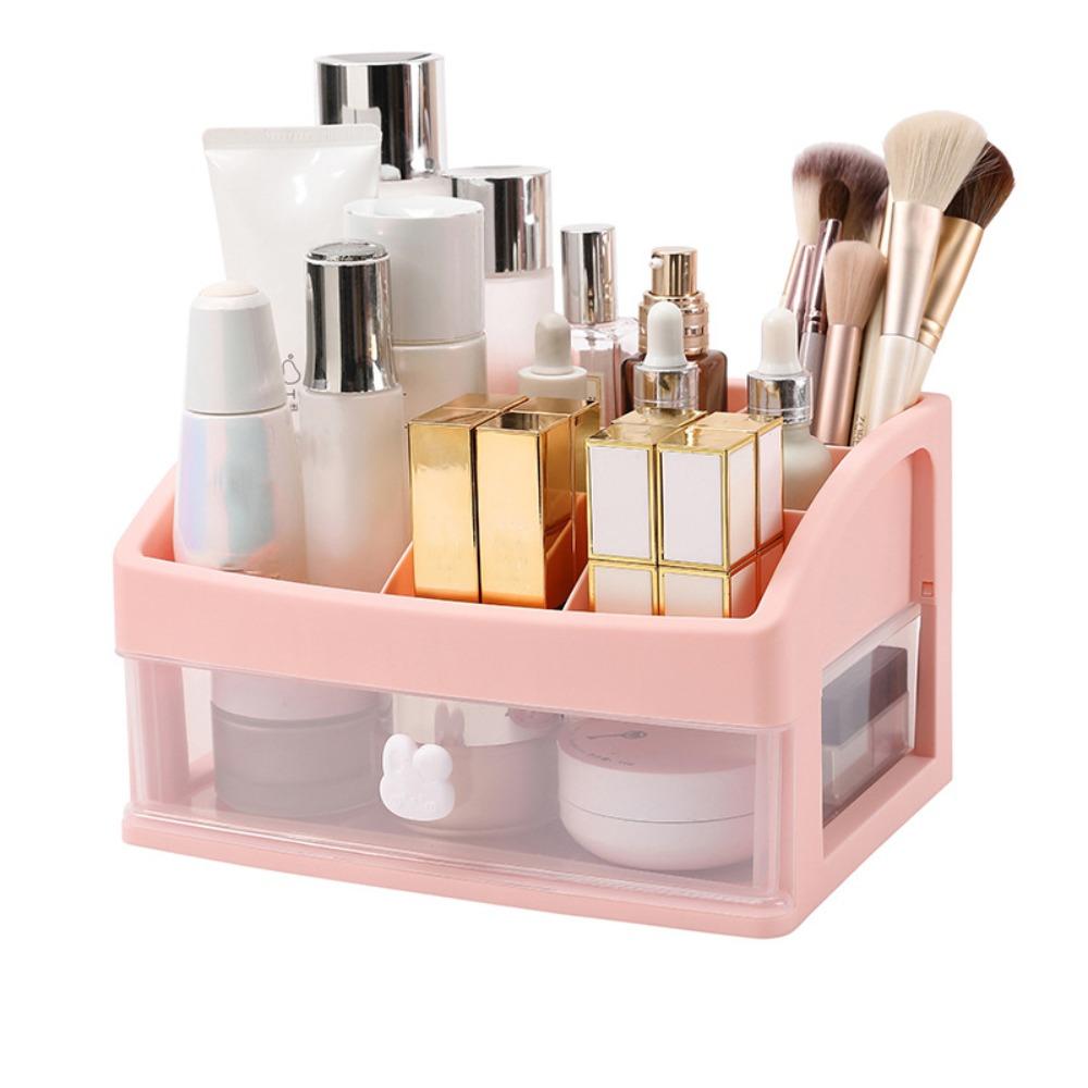 

Transparent dustproof Storage Box 2/3/4 Tiers Jewelry Box Plastic Display Rack Organize Shelves Pink-2 Layers