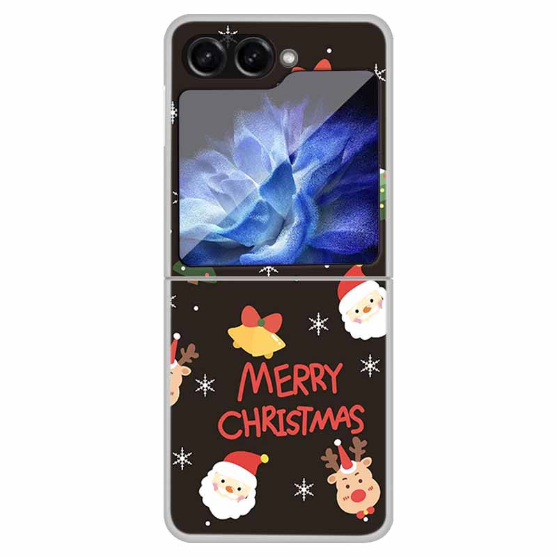 For Samsung Galaxy Z Flip 6 5 4 3 Case Christmas Cute Clear Hard Plastic PC Folding Back Cover For Samsung Z Flip6 Flip5 Flip4