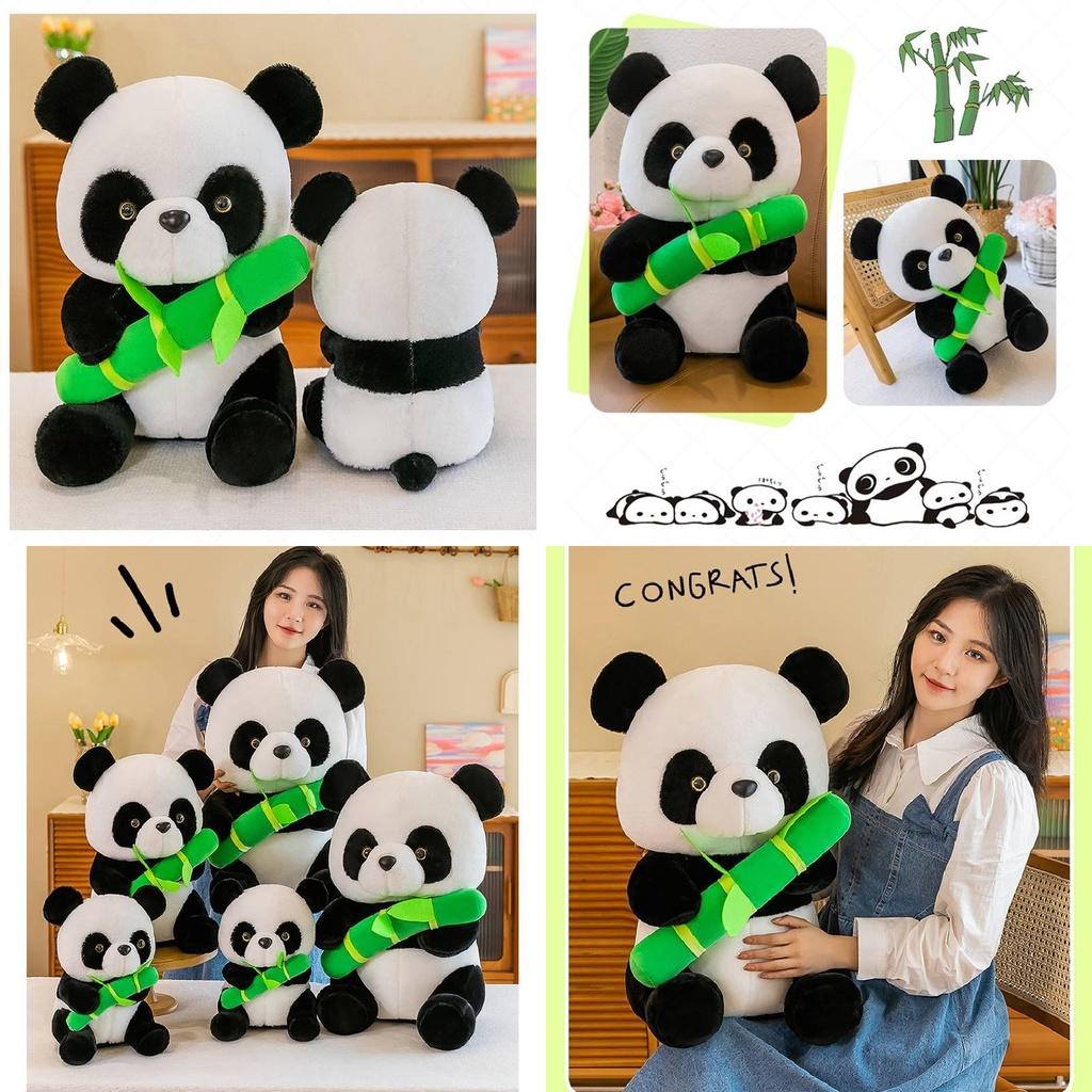 Cute Panda Plush Toy, Long Fur Soft Stuffed Animal, 30cm/55cm Height, Pp Cotton Filling