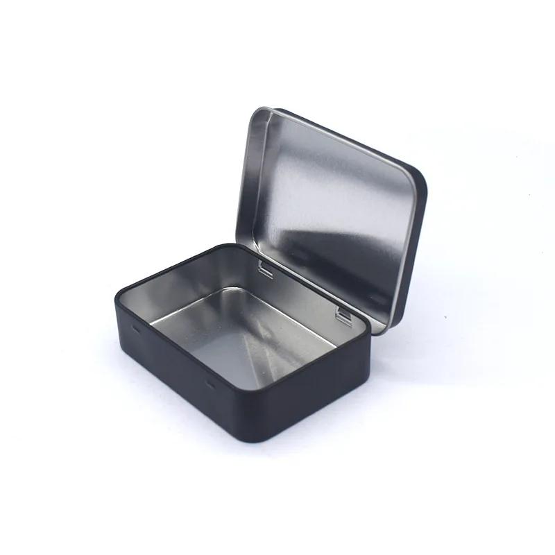 

1Pcs Mini Metal Box Tin-Plated Slide Cover Storage Box Wedding Jewelry Pill Cases Portable Boxes Container Cosmetic Organizer 80X53X18mm чёрный