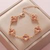 Fashionable Simple Rhinestone Evil Eye Four Leaf Clover Bracelet for Women