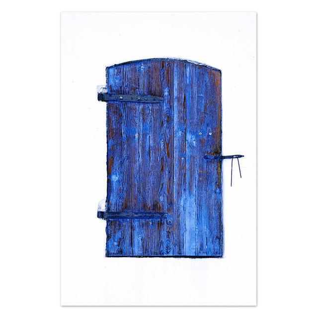Blue Doors Mediterranean Wall Art Window Posters and Prints Nordic Architecture Wall Pictures for Living Room Decor