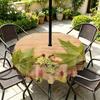 Outdoor Round Tablecloth With Umbrella Hole Waterproof Oil-Resistant Patio Dining Cover Deck Garden Terrace