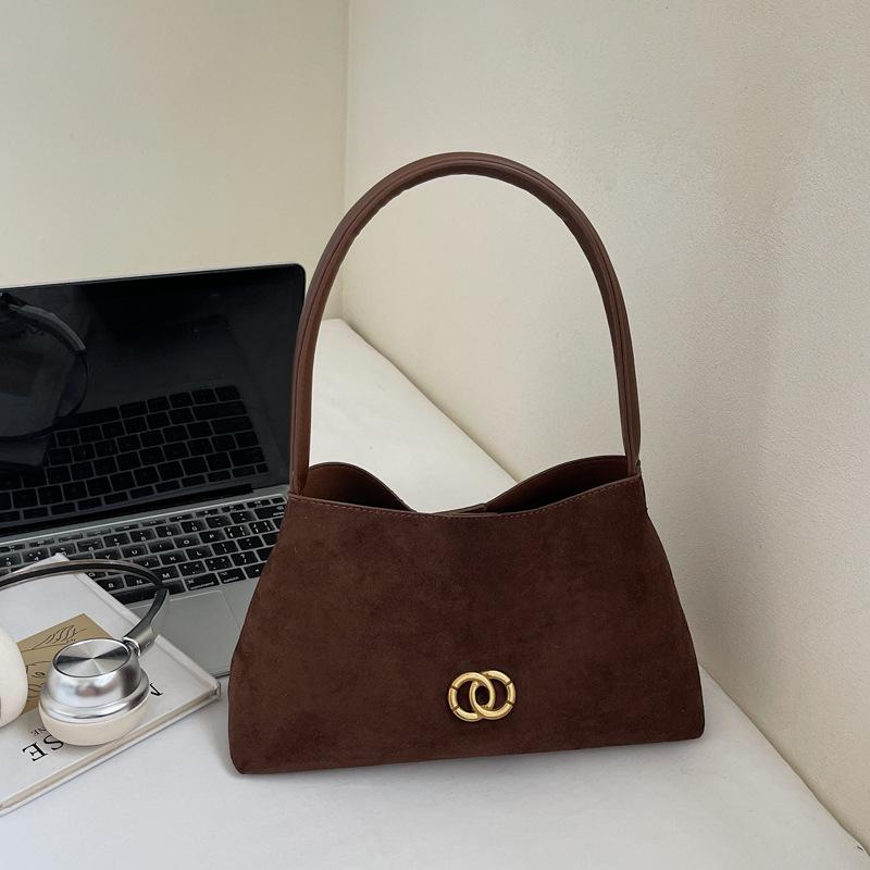 

Autumn high-value fashionable and simple underarm bag women s 2025 new fashionable retro underarm bag shoulder messenger bag темно-коричневого кольору