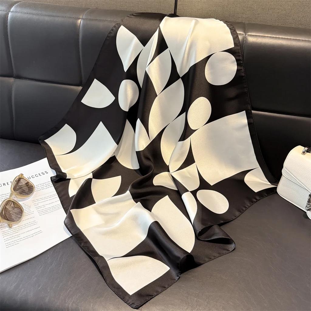 Fashion Luxury Brand 70cm Silk Feel Square Scarf Women Neck Tie Female Hair Bandana Headkerchief Shawl Wrap Hijab Echarpe