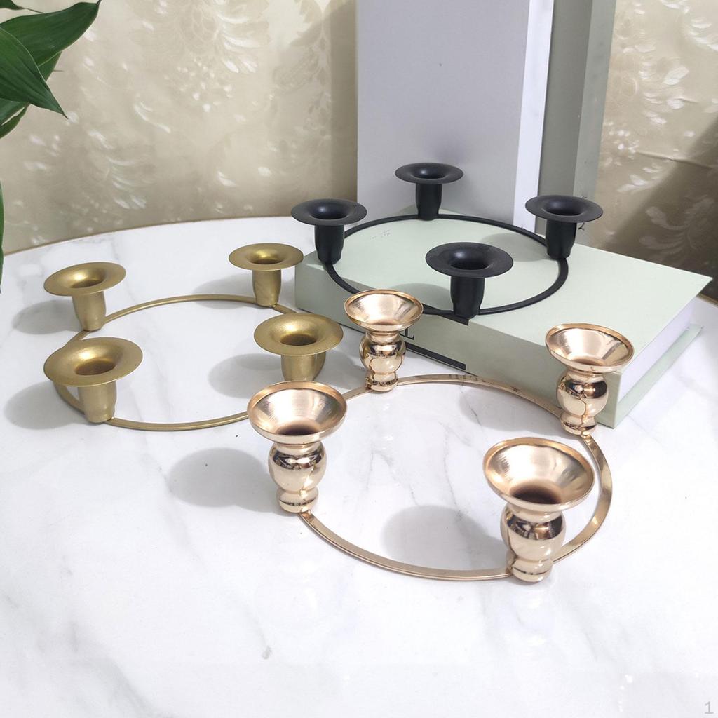 4 Cup Candle Holder Stand Birthday Gift Tea Table Ornament Iron for Office
