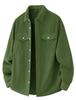 [KEFITEVD] Men's Military Shirt, Plain Long Sleeve Button-Up Casual Shirt, Stylish Autumn Winter Top, Green 3XL