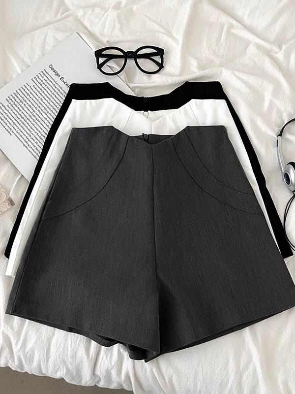 

2024 Spring Women s Gray A-Line High Waist Slimming Suit Shorts 2XL серый