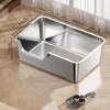 Large Stainless Steel Top-Entry Cat Litter Box with Anti-Splash Design and Deodorizing Features