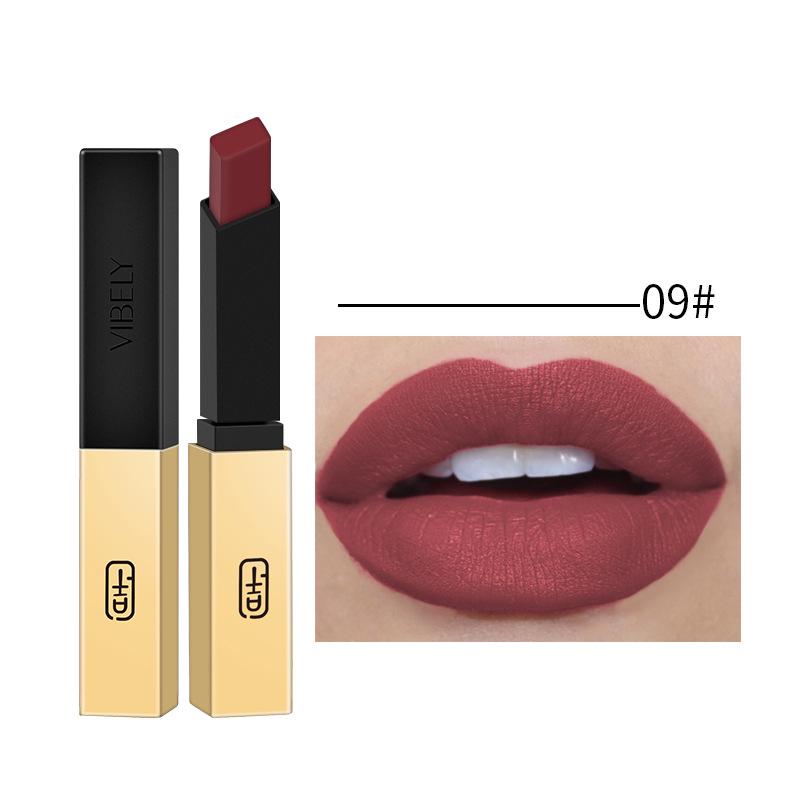 

Ярко маленький золотой слиток не прилипает к чашке Матовый красный 16-цветный золотой тюбик Телесная губная помада Beauty 09