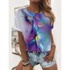 Sunflower and cat print fashionable women's oversized T-shirt