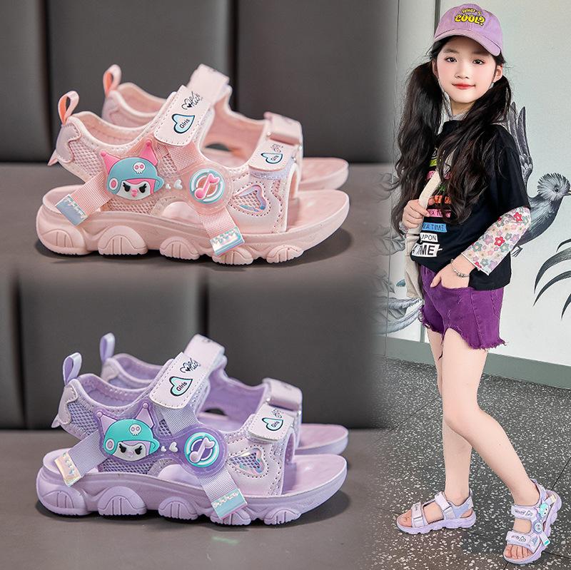 Girls' Summer Sports Sandals 2026 - Cartoon Soft Sole Beach Shoes for Medium & Large Kids